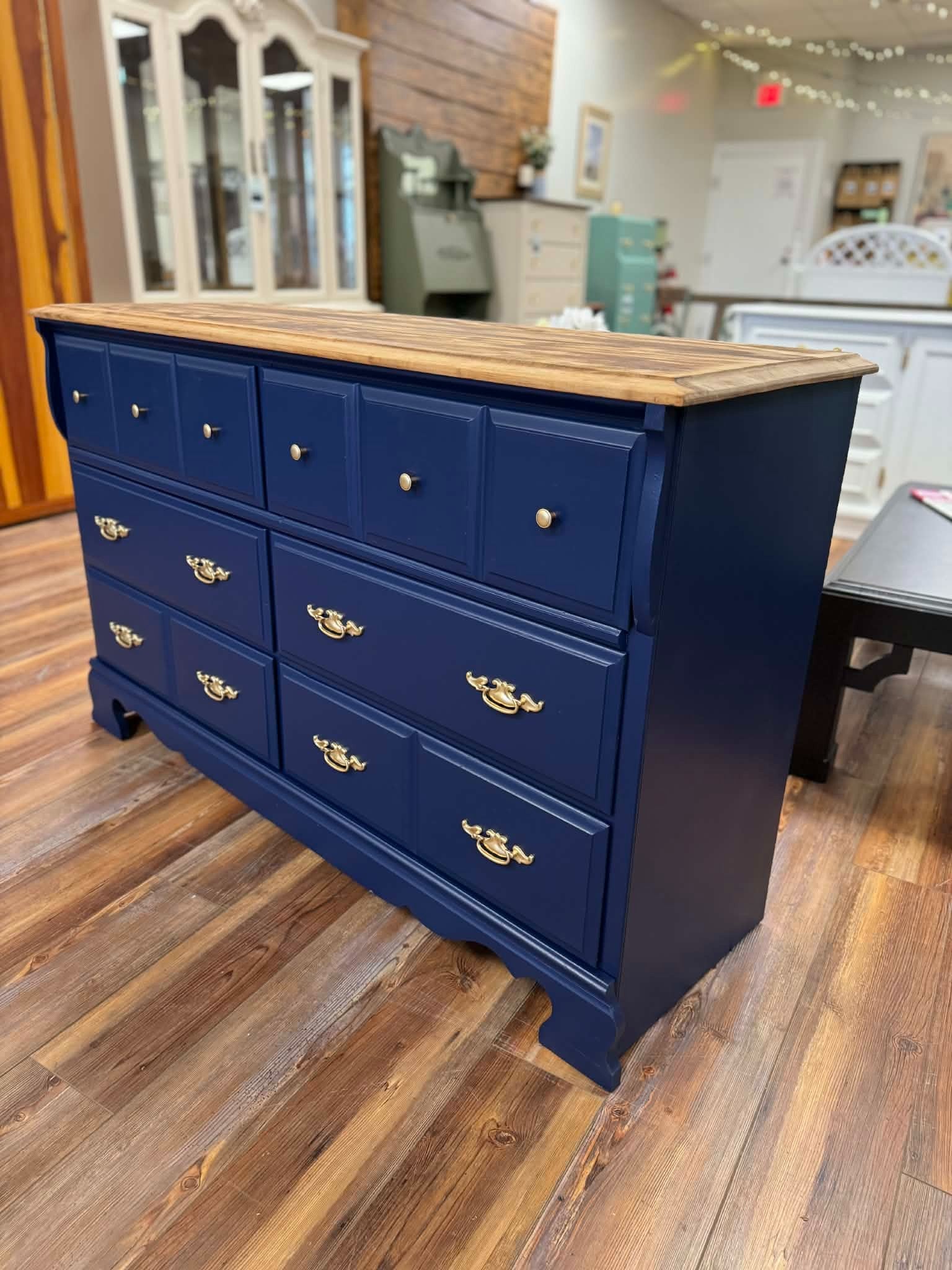 Dresser w/Wood Top, 6 Drawers, In The Navy | Besties Furniture